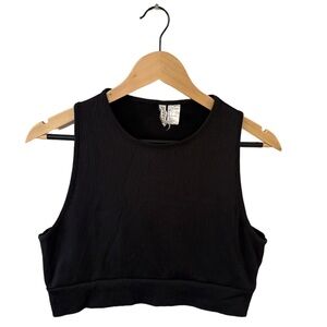 H&M Divided Black Ribbed Cropped Tank Top – Size L